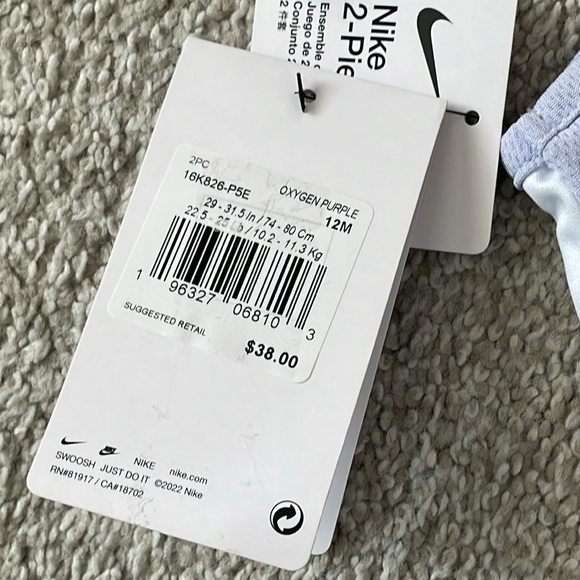 Nike Dri-Fit infant girls lavender & white 2pc mesh shorts & tank top set NWT - Picture 5 of 6